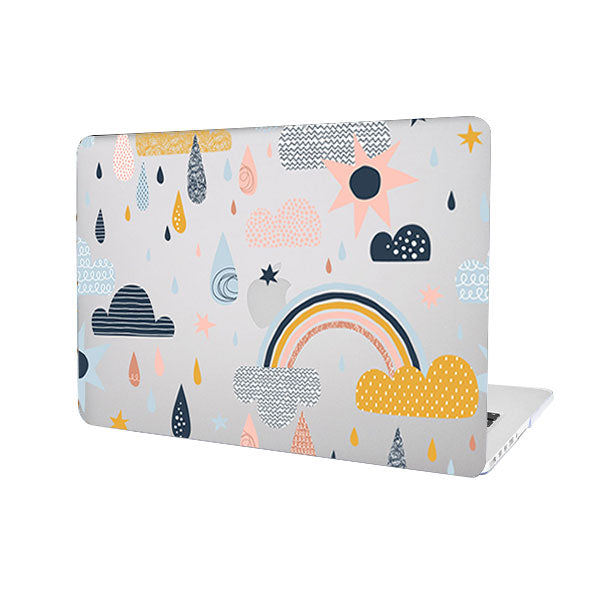 Ikase RS-1149White With Apple Cut Out Logo - Macbook Case - Macbook Air Pro 13" Inch + Free Keyboard Cover