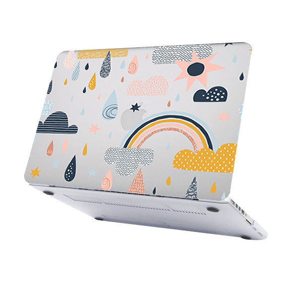 Ikase RS-1149White With Apple Cut Out Logo - Macbook Case - Macbook Air Pro 13" Inch + Free Keyboard Cover