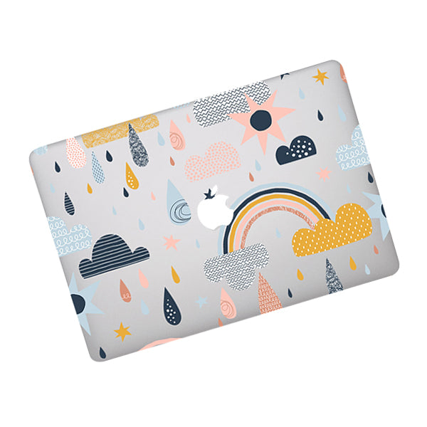 ikase RS-1149White With Apple Cut Out Logo - Macbook Case - Macbook Air Pro 13" inch + Free Keyboard Cover