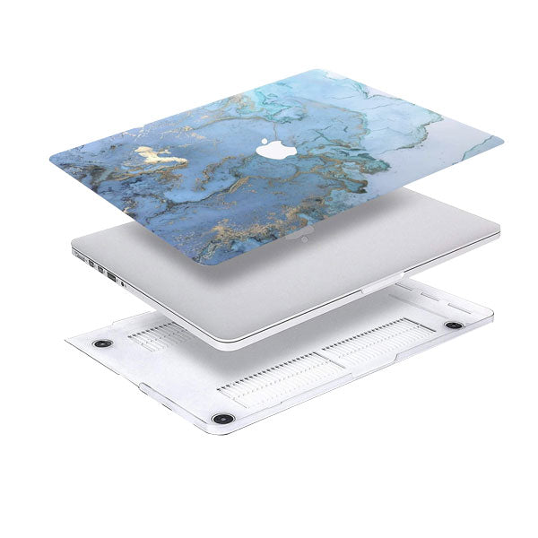 Ikase RS_231 White With Apple Cut Out Logo - Macbook Case - Macbook Air Pro 13" 13.6" Inch + Free Keyboard Cover