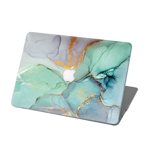 Ikase RS-913White With Apple Cut Out Logo - Macbook Case - Macbook Air Pro 13" 13.6" Inch + Free Keyboard Cover