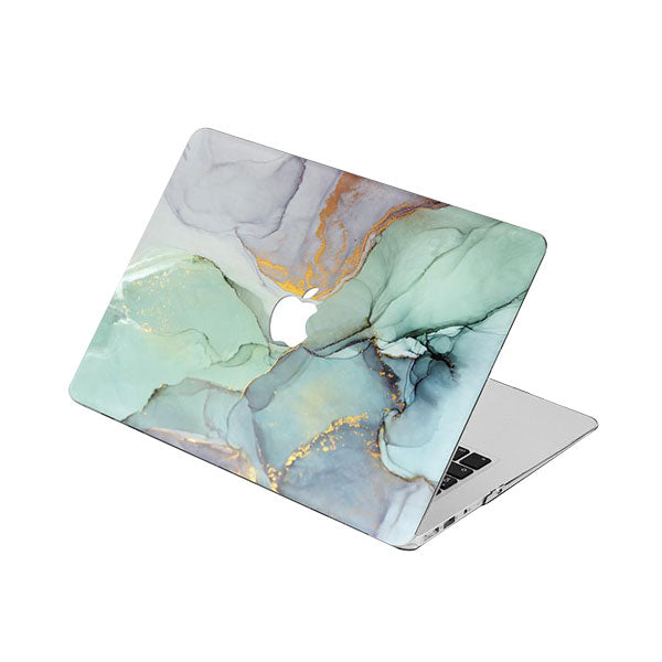 Ikase RS-913White With Apple Cut Out Logo - Macbook Case - Macbook Air Pro 13" 13.6" Inch + Free Keyboard Cover