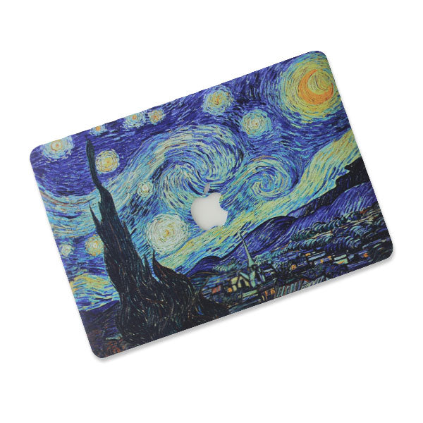ikase Starry Night With Apple Cut Out Logo - Macbook Case - Macbook Air Pro 13" inch + Free Keyboard Cover