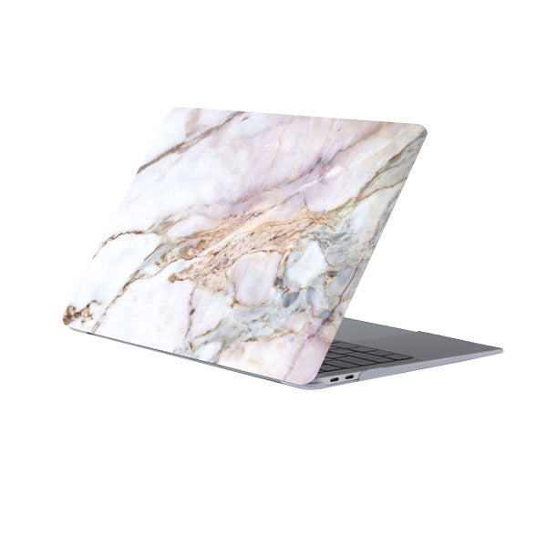 Ikase WhiteMarble-018 Without Apple Cut Out Logo - Macbook Case - Macbook Air Pro M1 M2 Pro Max 13" 14" 16" Inch + Free Keyboard Cover