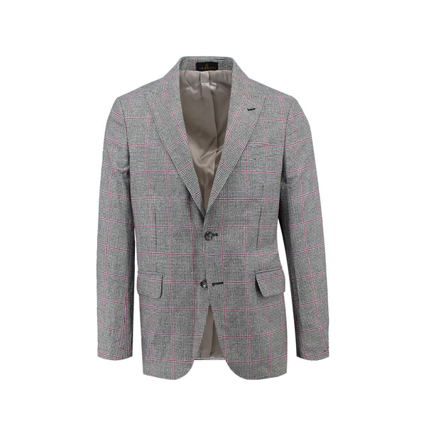 Ike Behar Black Houndstooth With Pink Window Pane Sport Coat