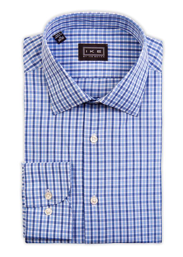 ike behar Blue on Blue Multi-Check Ike by Ike Behar Dress Shirt