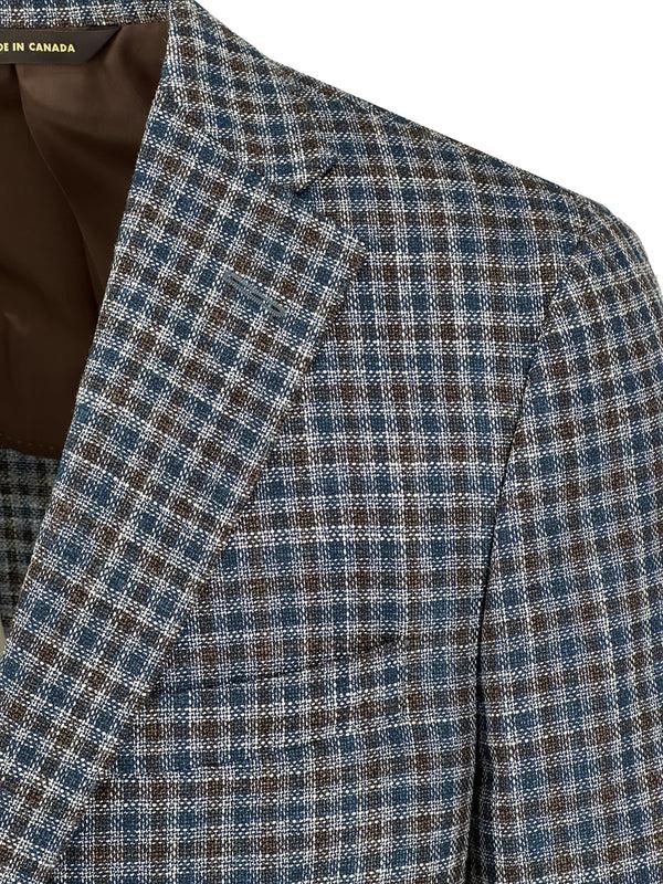Ike Behar Brown And Forest Green Buffalo Check Sport Coat