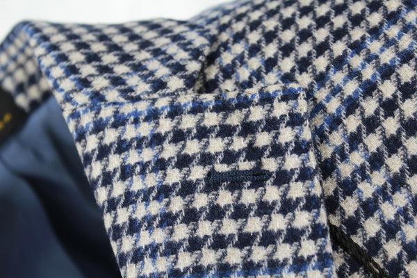 Ike Behar Dark Navy & White Houndstooth Cashmere Sport Coat