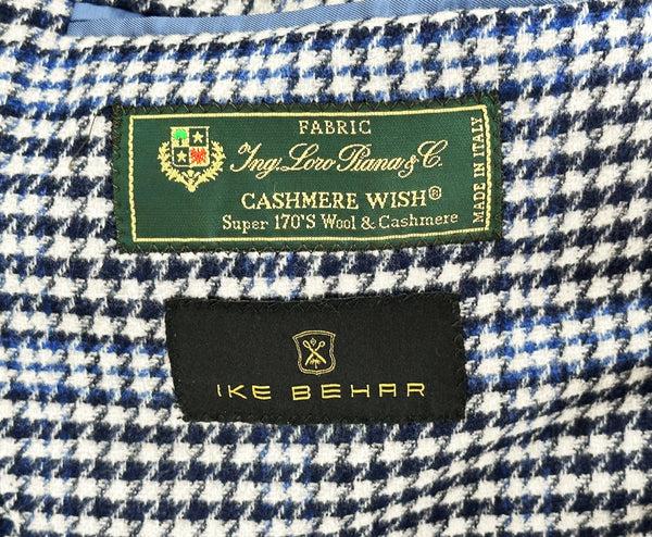 Ike Behar Dark Navy & White Houndstooth Cashmere Sport Coat
