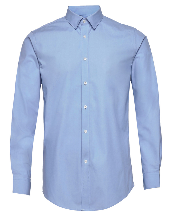 Ike Behar French Blue Twill Natural Stretch Cotton Dress Shirt