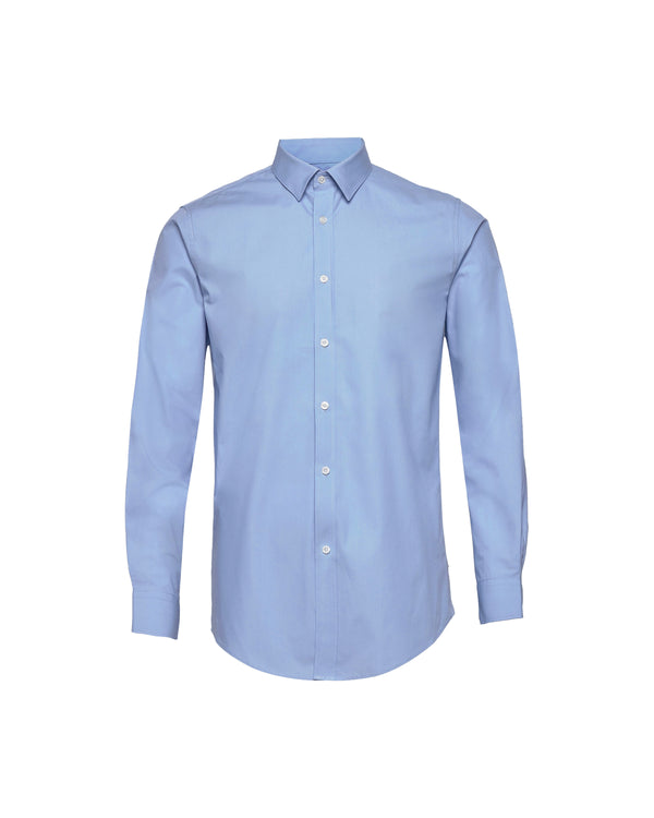 Ike Behar French Blue Twill Natural Stretch Cotton Dress Shirt