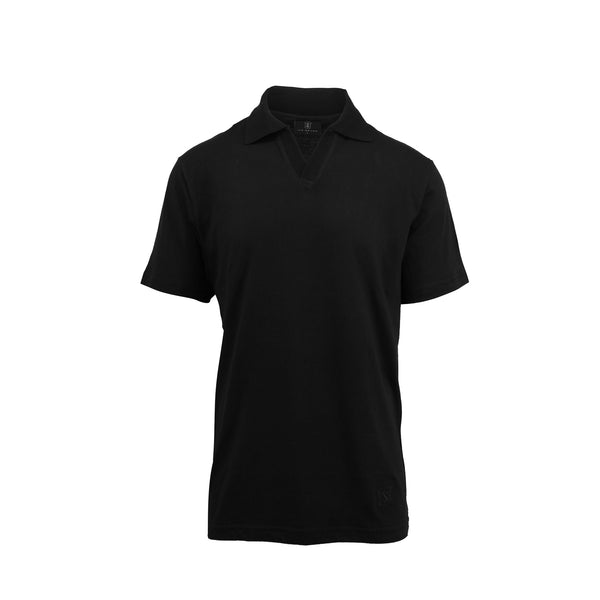 Ike Behar Black Pima Johnny Collar Polo
