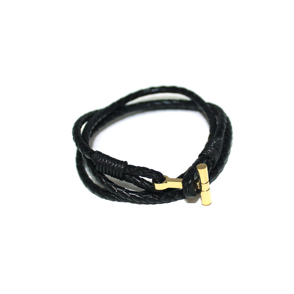 ike behar Black Rope & Gold Bracelet