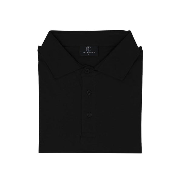 ike behar Black Three Button Polo
