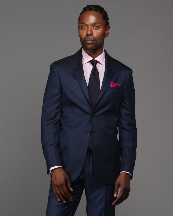 Ike Behar Cashmere Navy Herringbone Sport Coat