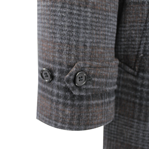 Ike Behar Charcoal Espresso Plaid Amity Overcoat