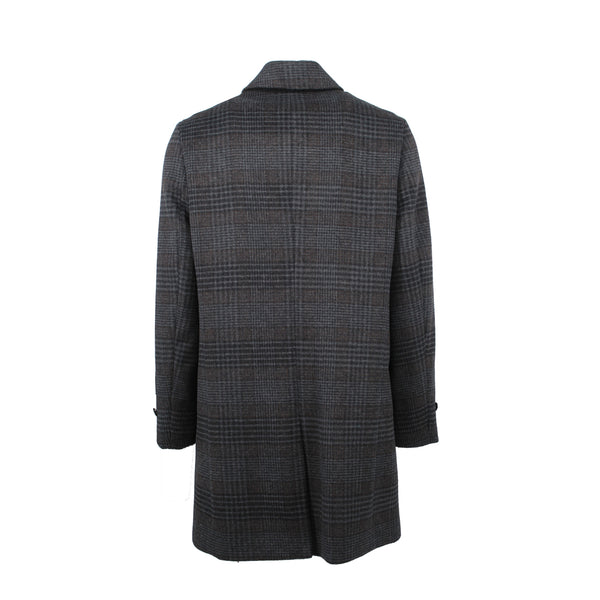Ike Behar Charcoal Espresso Plaid Amity Overcoat