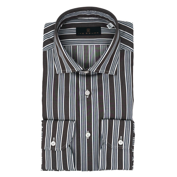 ike behar Chocolate Stripe Sport Shirt