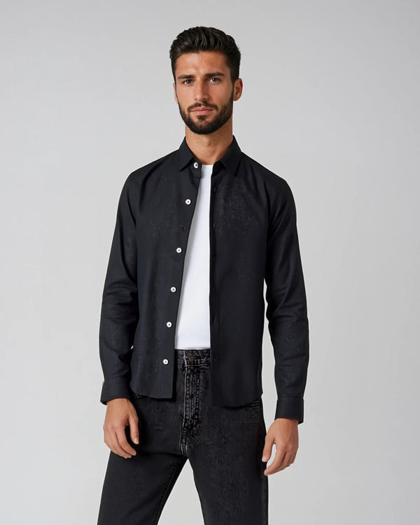 Ike Behar Coal Pure Linen Shirt