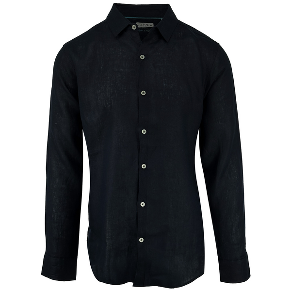 ike behar Coal Pure Linen Shirt