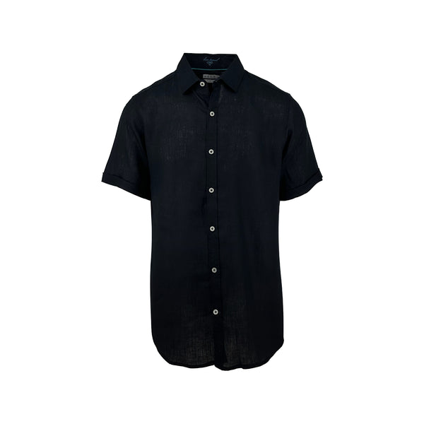 Ike Behar Coal Pure Linen Short Sleeve Shirt
