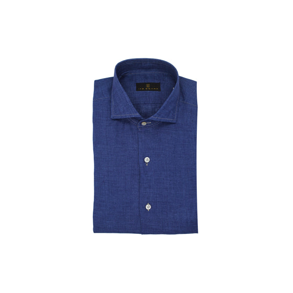 Ike Behar Dark Navy Hand Finished Linen Shirt