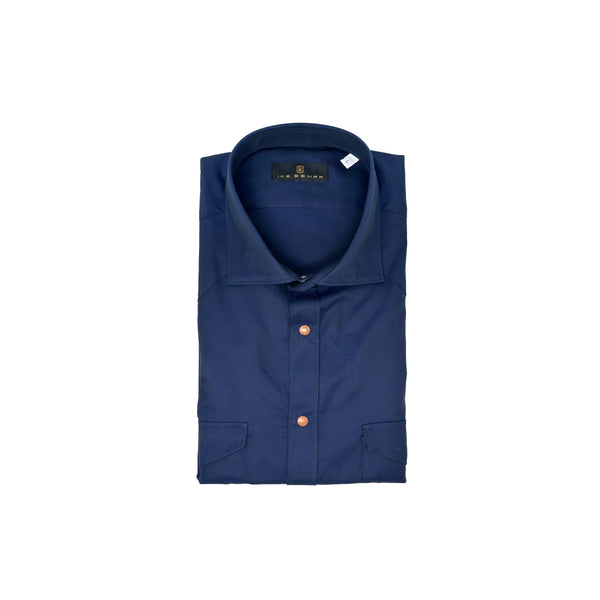 Ike Behar Dark Navy Two-Pocket Western Shirt