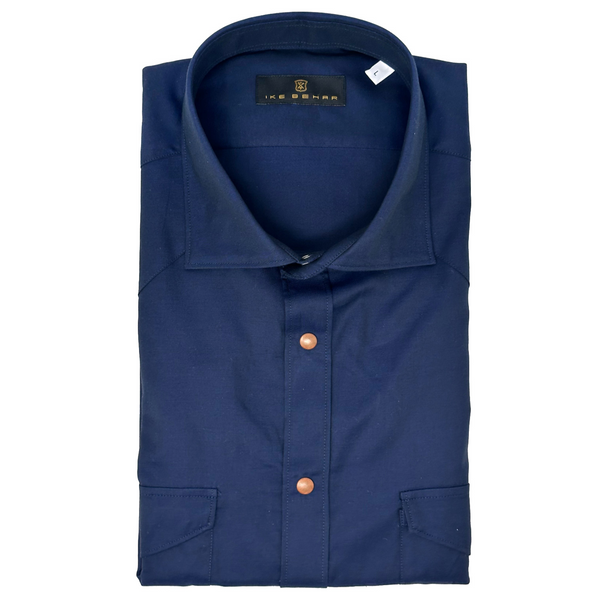 ike behar Dark Navy Two-Pocket Western Shirt