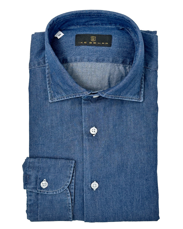 ike behar Dark Wash Denim Shirt