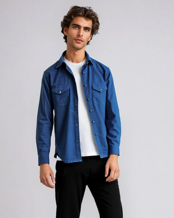 Ike Behar Dark Wash Denim Two-Pocket Western Shirt