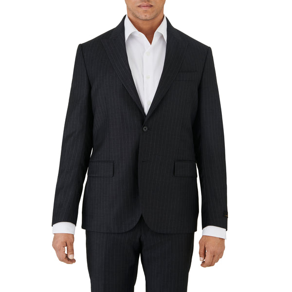 Ike Behar Deep Charcoal Pin Stripe Suit