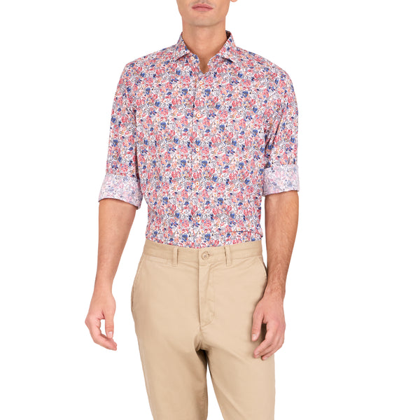 Ike Behar Floral Print Sport Shirt
