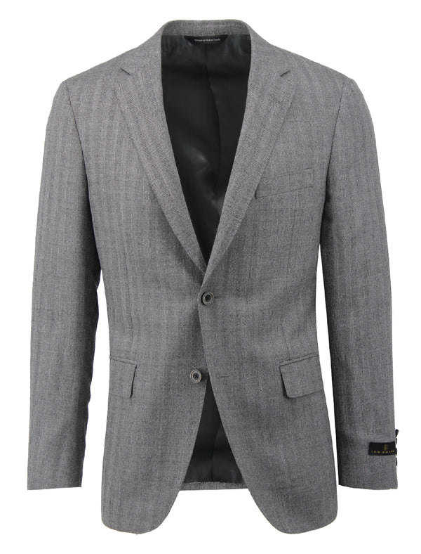 ike behar Grey Herringbone Sport Coat