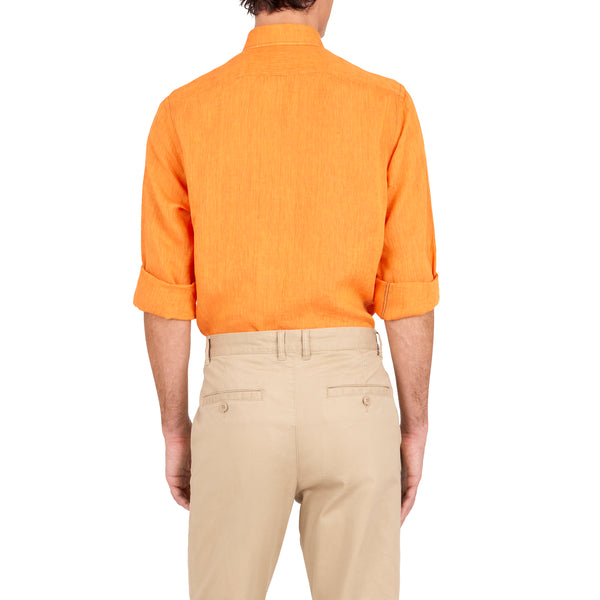 Ike Behar Havana '32 Burnt Orange Linen Sport Shirt