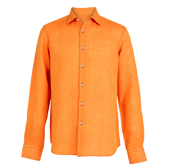 ike behar Havana '32 Burnt Orange Linen Sport Shirt