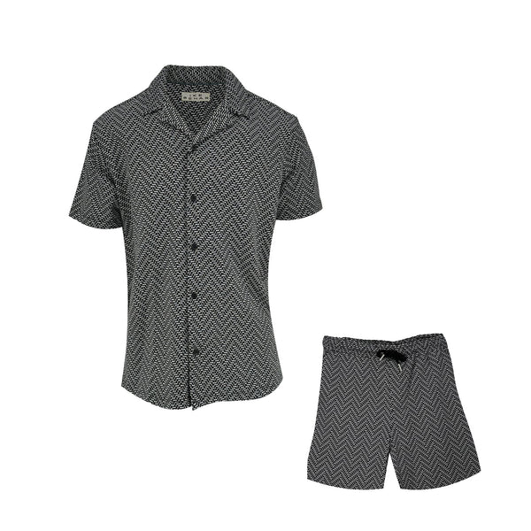 ike behar Jacquard Knit Button-Front and Short Set