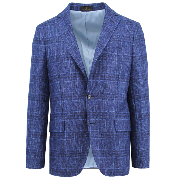 ike behar Light Navy Check Cashmere Sport Coat