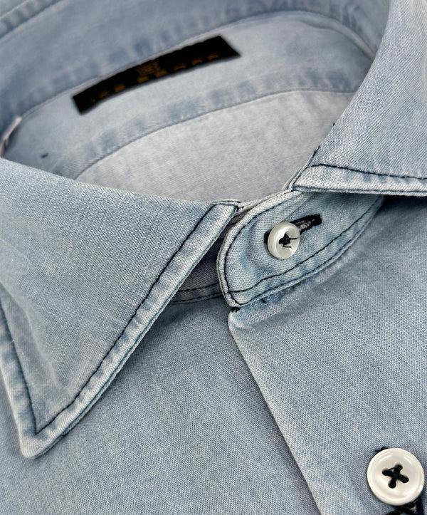 Ike Behar Light Wash Denim Shirt
