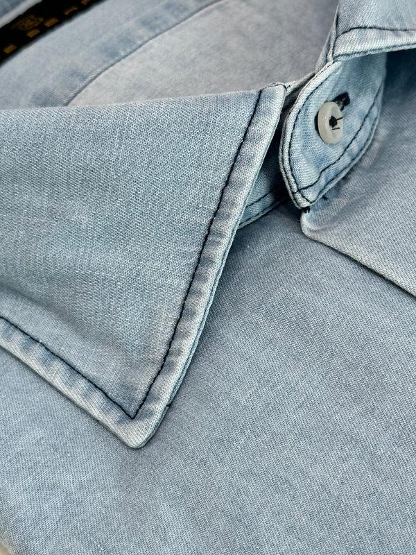 Ike Behar Light Wash Denim Shirt