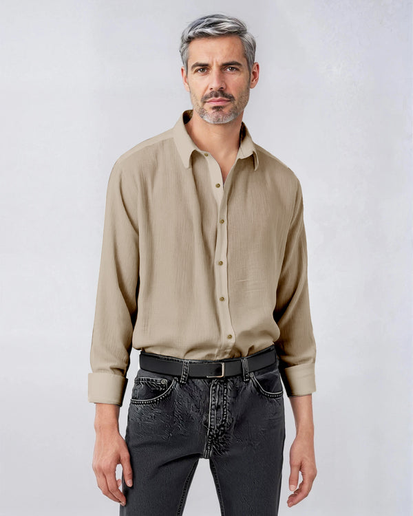 Ike Behar Mushroom Pure Linen Shirt