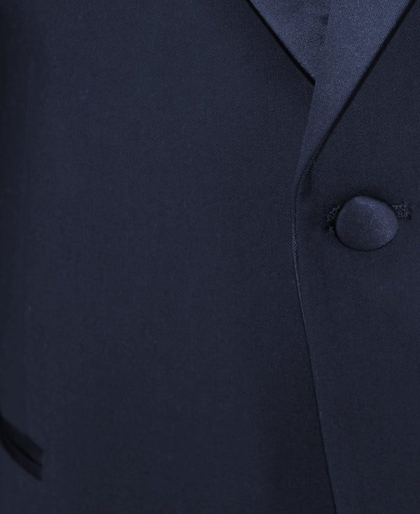 Ike Behar Navy Shawl Collar Stretch Evening Jacket