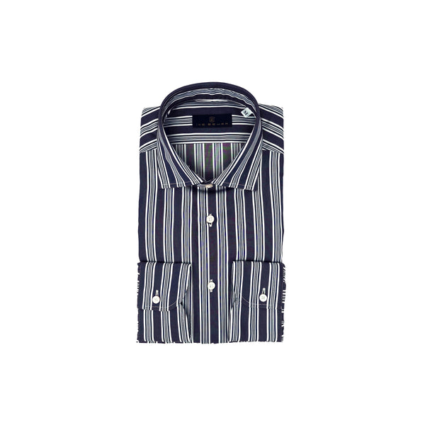 Ike Behar Navy Stripe Sport Shirt