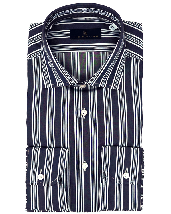 ike behar Navy Stripe Sport Shirt