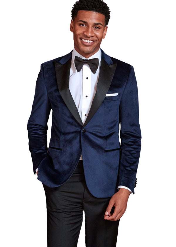 ike behar Navy Velvet Tuxedo Jacket