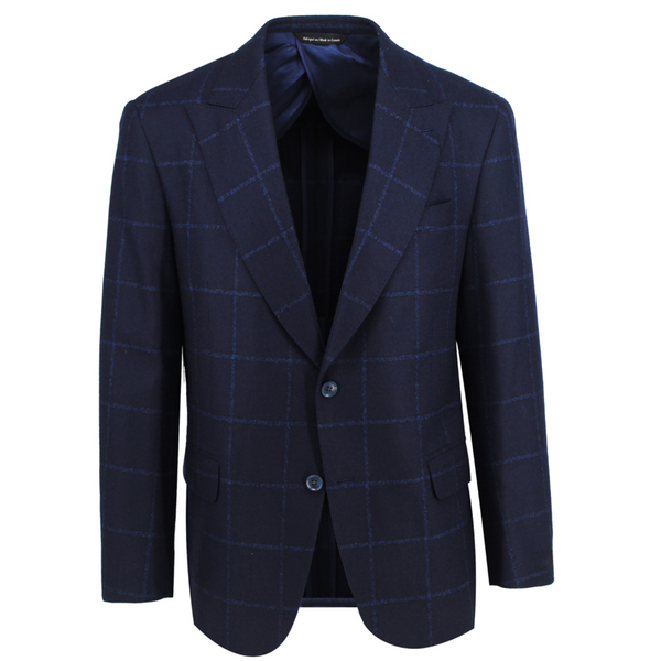 ike behar Navy Window Pane Sport Coat