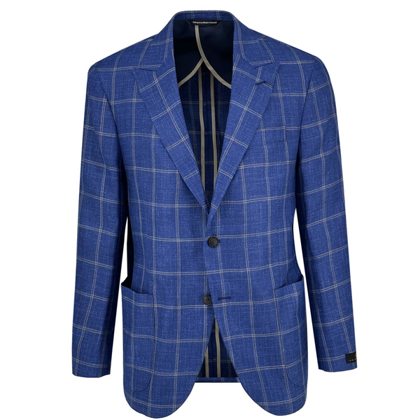 ike behar Navy Window Pane Sport Coat