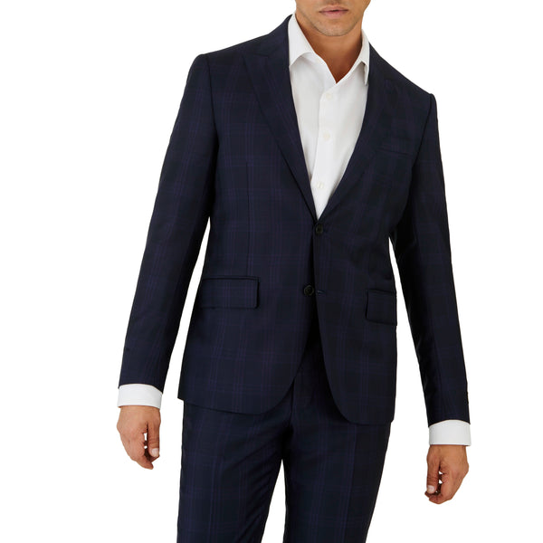 Ike Behar Navy With Indigo Check Suit