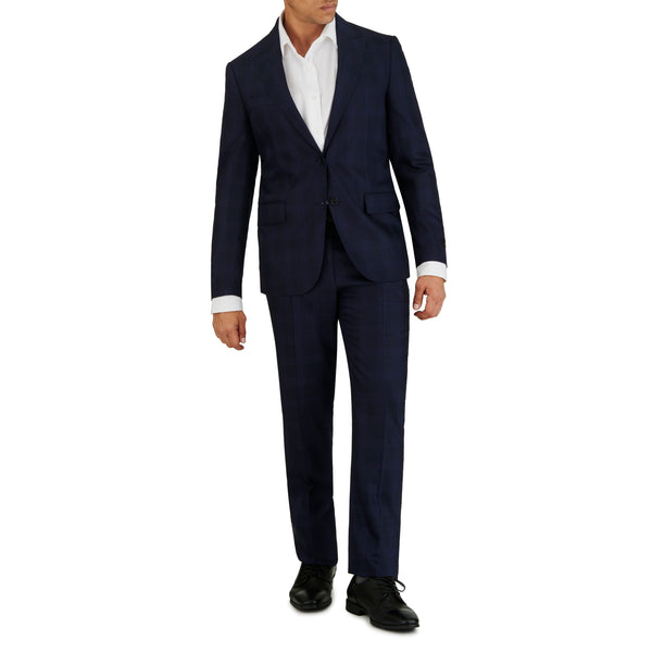 ike behar Navy with Indigo Check Suit