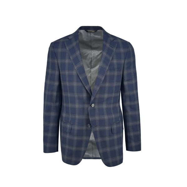 Ike Behar Navy With Plaid Windowpane Sport Coat