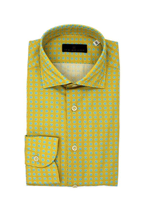 ike behar Old Gold Hexagon Print Sport Shirt